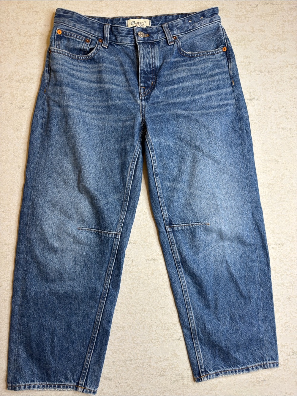 Madewell The Darted Blue Barrel Leg Jeans Size 26P
